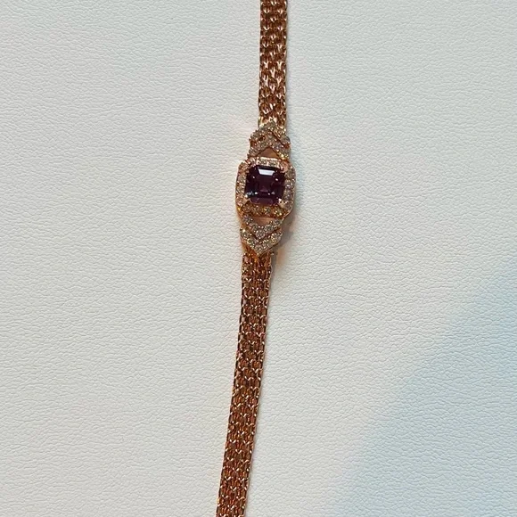 BAL5 1CTPrincess Cut Genuine Russian Alexandrite Mesh Bracelet 18K RoseGoldS925 - Picture 10 of 10